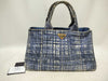 PRADA Prada Canapa Denim Handbag with Triangle Logo and All-Over Print