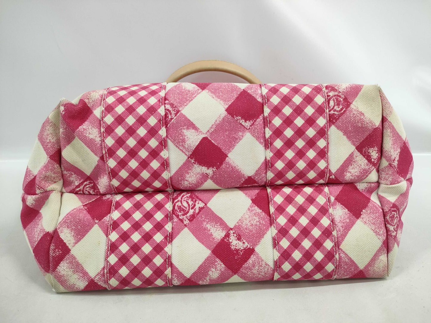 CHANEL Cruise Line Coco Mark Gingham Check Pink Handbag