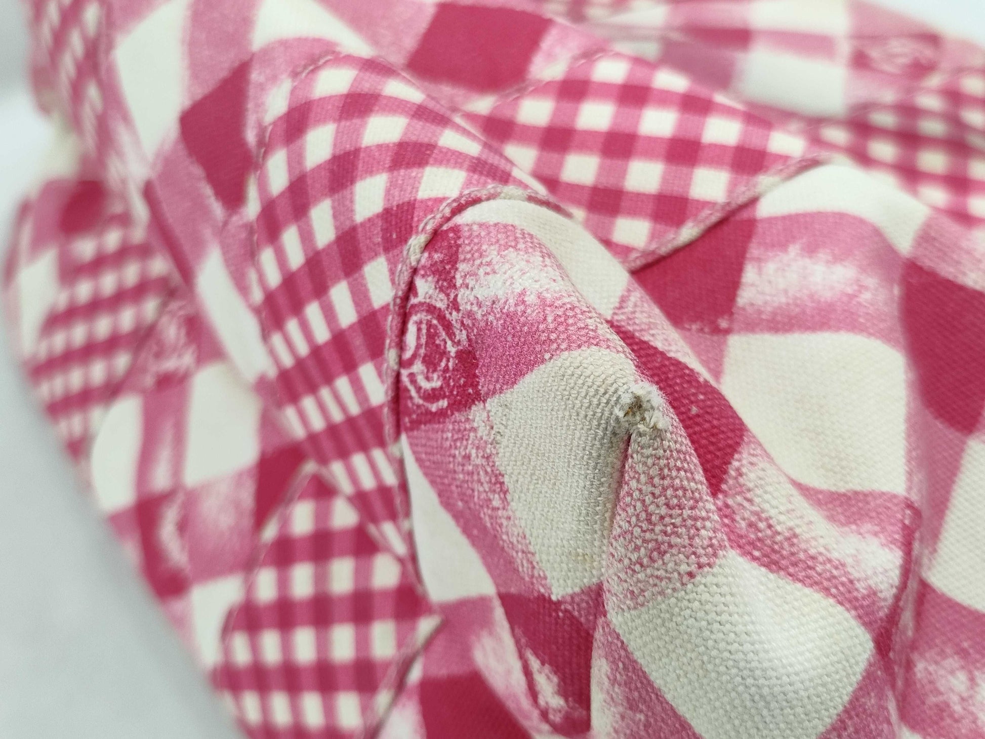 CHANEL Cruise Line Coco Mark Gingham Check Pink Handbag