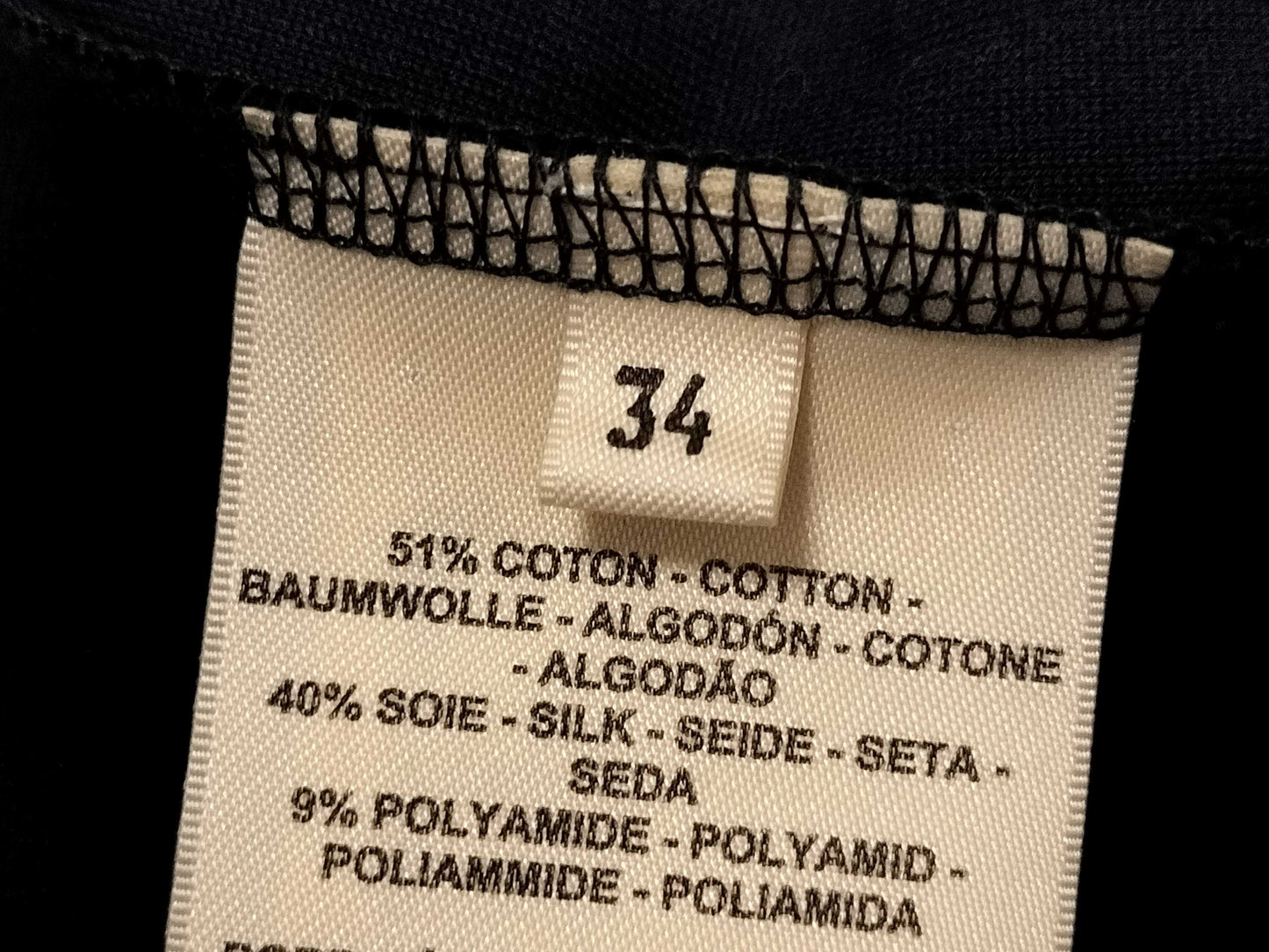 HERMES Serie Long T-Shirt with Patch, Black, Size 34, Tops