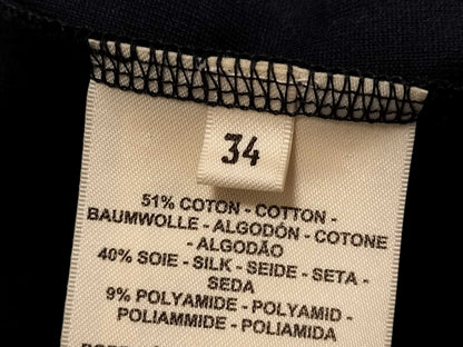 HERMES Serie Long T-Shirt with Patch, Black, Size 34, Tops