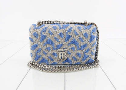 BURBERRY Sequin Blue Silver Chain Shoulder Bag