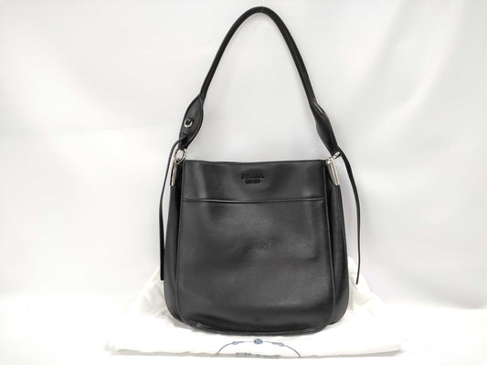 PRADA Prada Margit Shoulder Bag, Black Leather