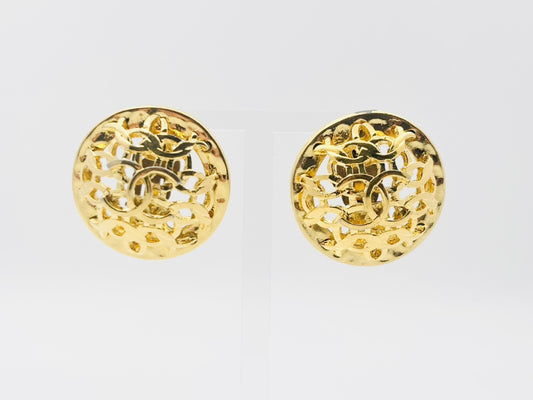 CHANEL Coco Mark Round Earrings, Size 25, with Comments