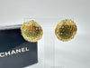 CHANEL Logo Rhinestone Gold Earrings