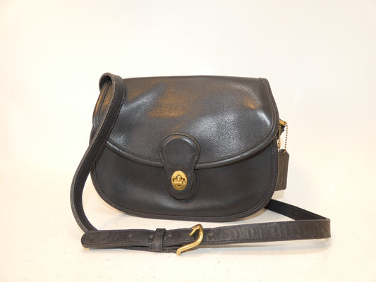 COACH Turnlock Leather Black Shoulder Bag