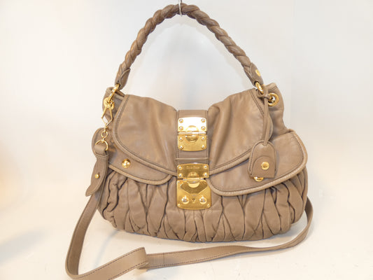 Miu Miu Miu Miu 2-way Matelasse Leather Lock Hand Shoulder Bag