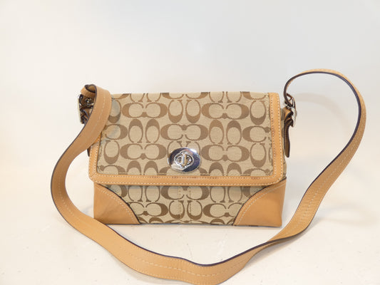 COACH Signature Canvas and Leather Shoulder Bag