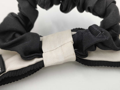 CHANEL CHANEL Scrunchie Hair Accessory Ribbon Logo Coco Mark White x Black Other Accessories