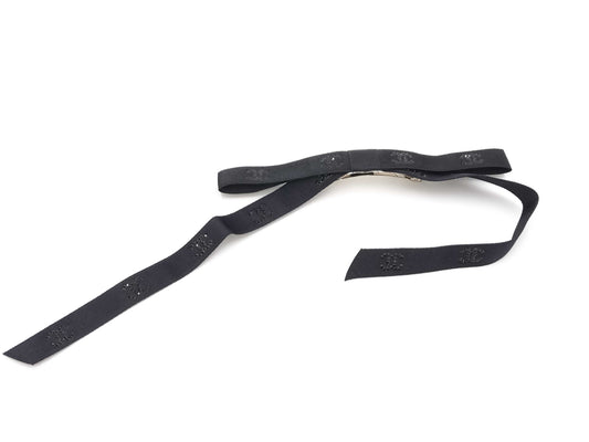 CHANEL CHANEL Barrette Ribbon Coco Mark Rhinestone Black Hair Accessory 25B Hair Accessory