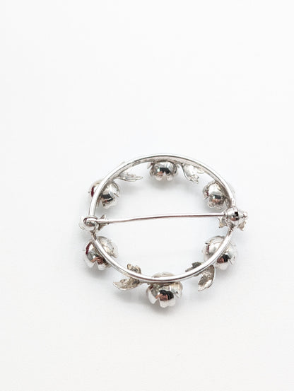 MIKIMOTO Wreath Motif Brooch with Pearl Diameter Approx. 4.0mm-4.2mm, Sterling Silver, 4.6g 