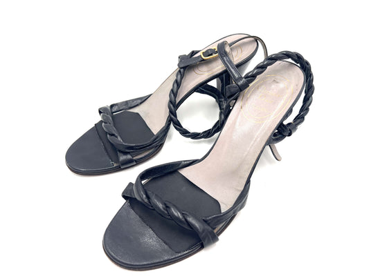 Dior Christian Dior Braided Strap Leather Black Size 5 1/2 Sandals