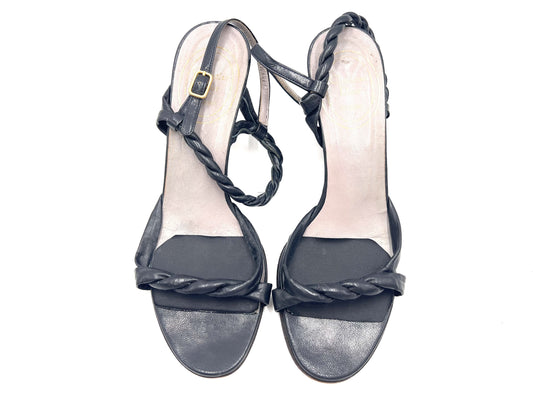 Dior Christian Dior Braided Strap Leather Black Size 5 1/2 Sandals