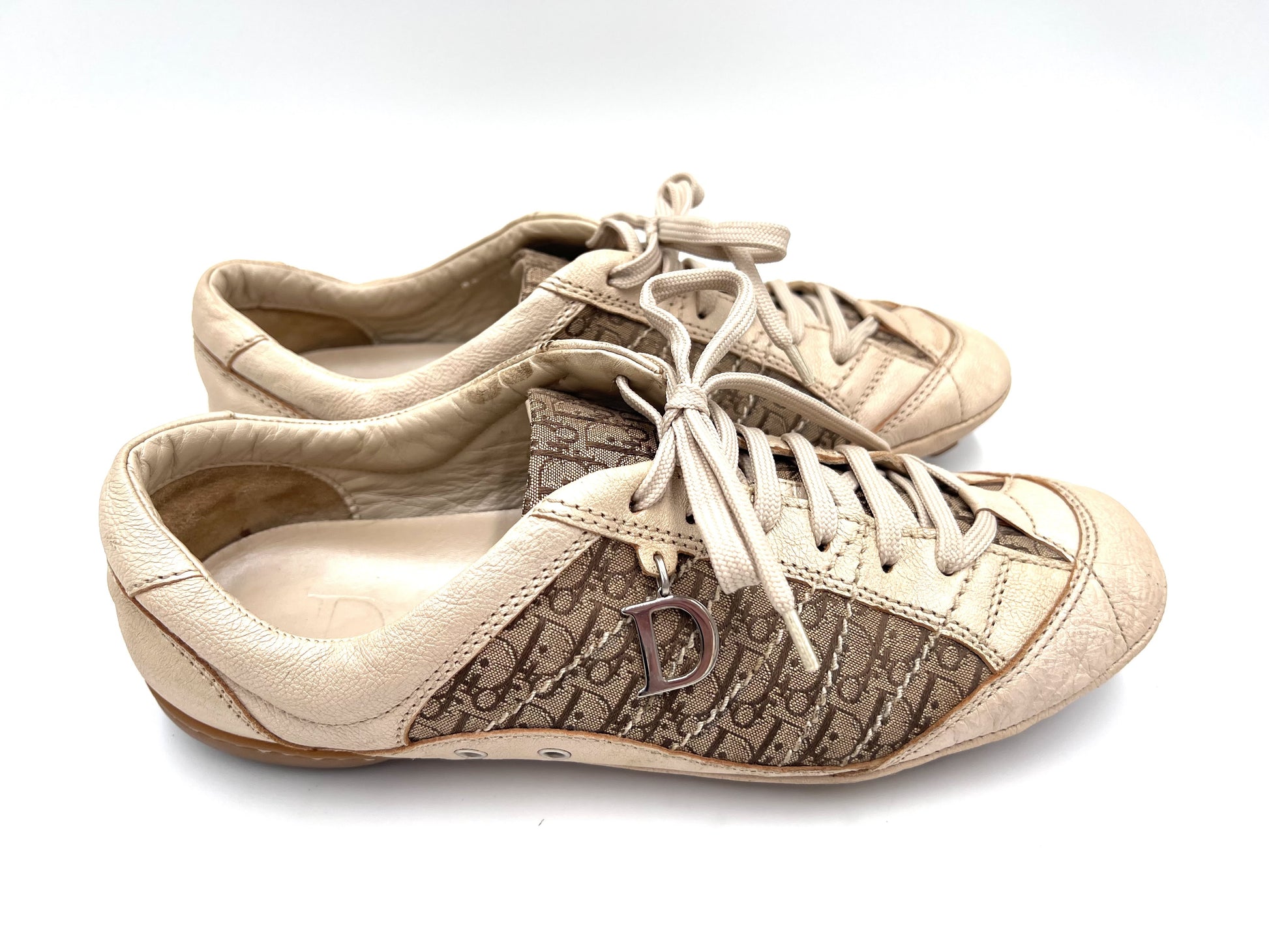 Dior Trotter Sneakers in Beige, Size 38 1/2