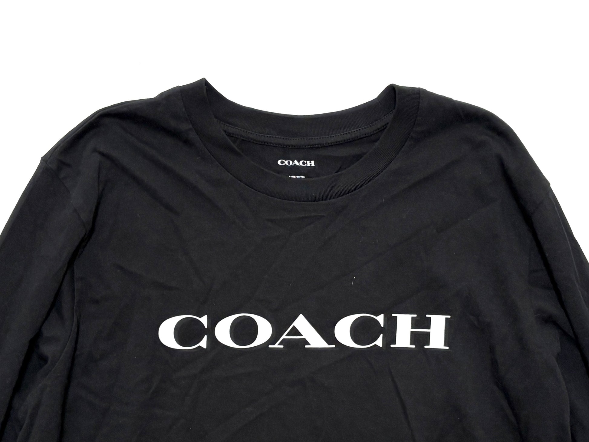 COACH CB672 Logo Long T-Shirt Black Size L T-Shirt
