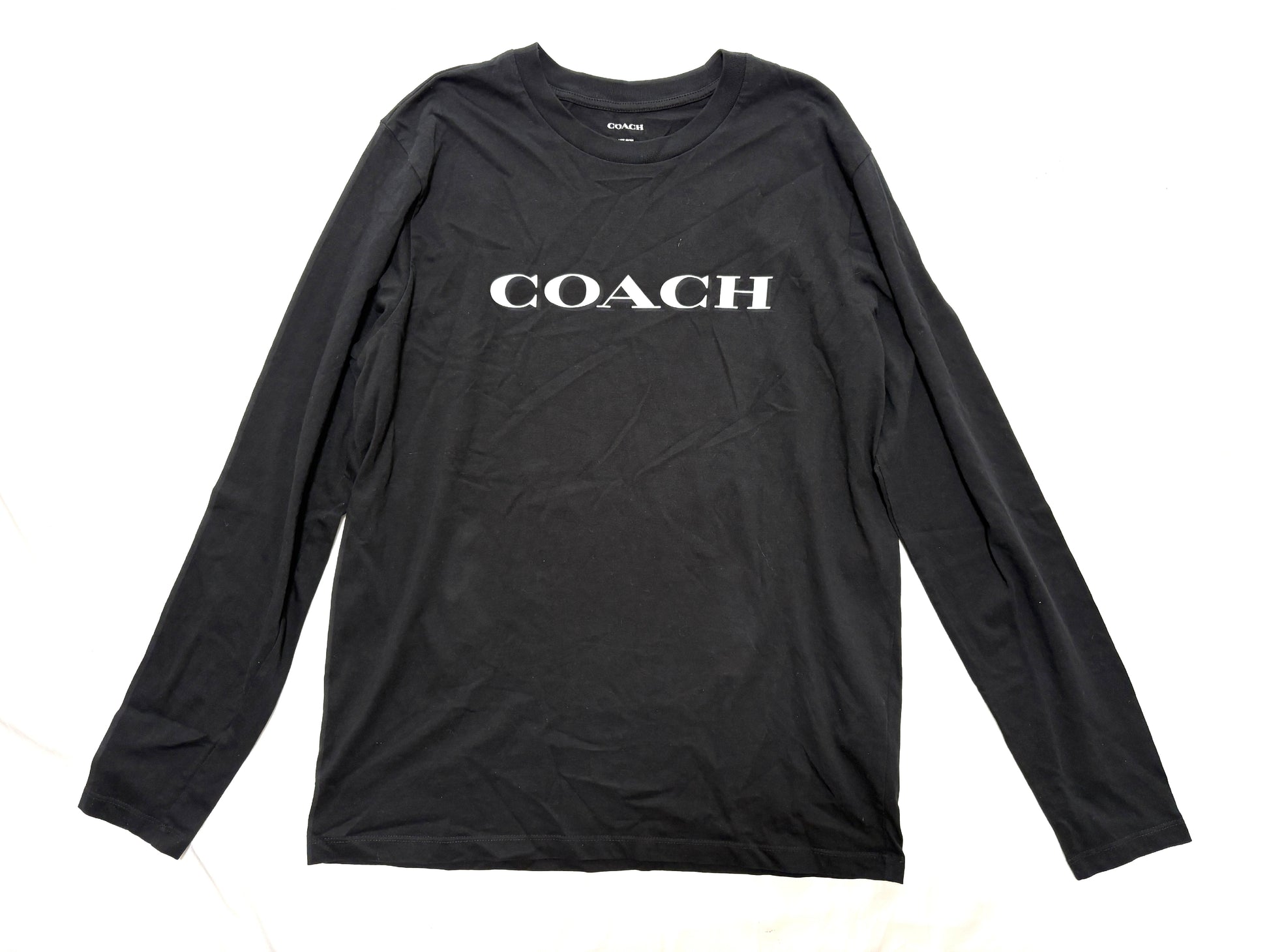 COACH CB672 Logo Long T-Shirt Black Size L T-Shirt