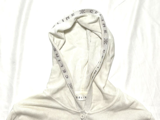 CELINE Hooded Off-White Cardigan, Size 130