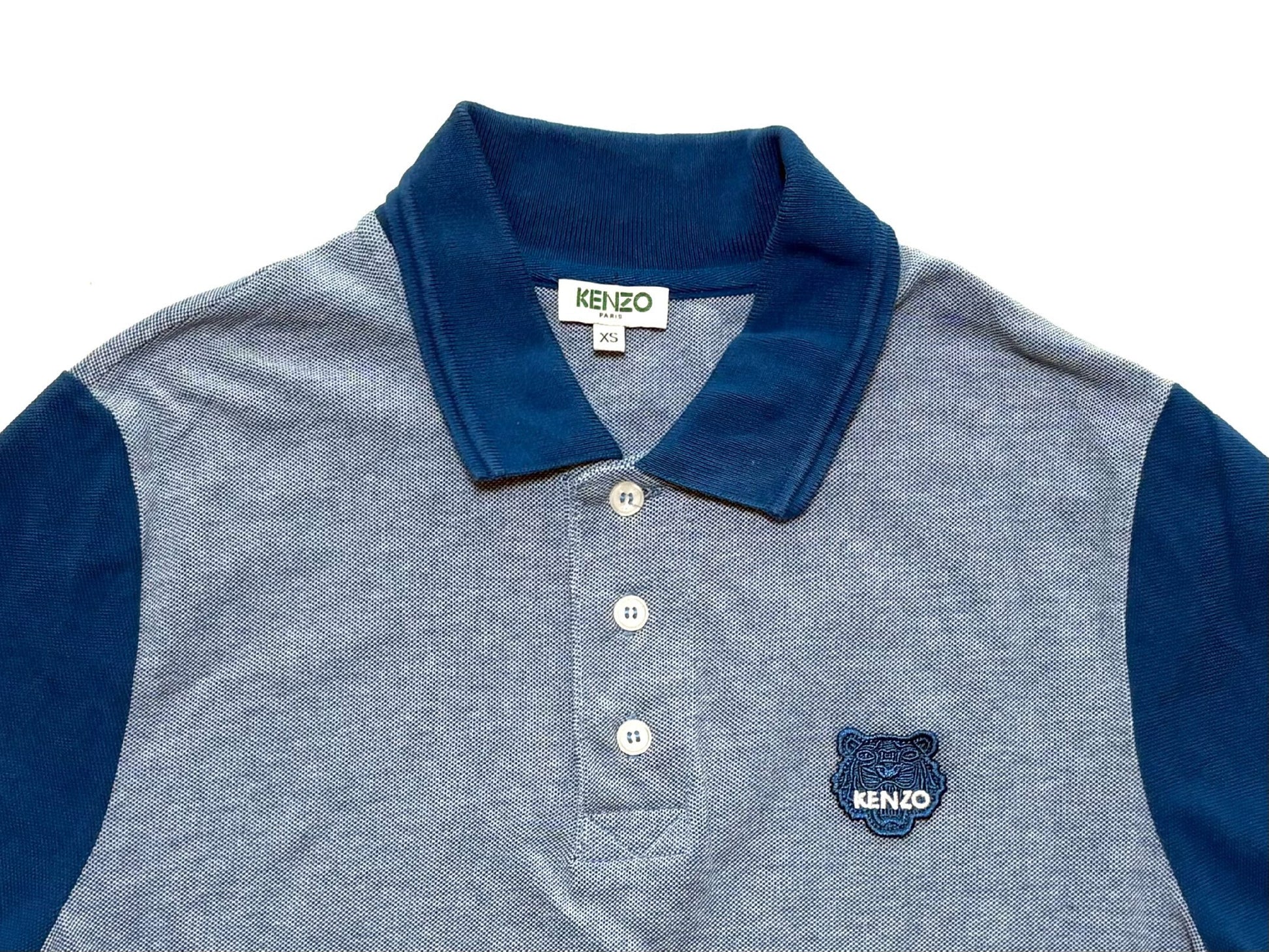 KENZO Tiger Logo Polo Shirt, Blue, Size XS