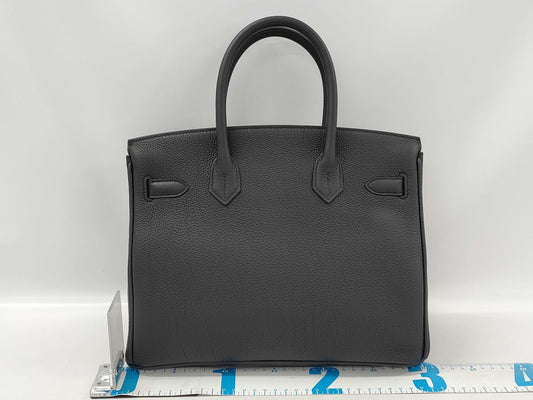 HERMES Birkin 30 Togo Black Handbag with Silver Hardware and W Stamp, Partially Removed Protective Sticker