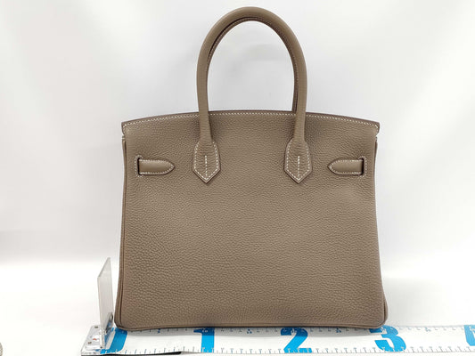 HERMES Birkin 30 Togo Etoupe Gold Hardware with Double Stamp and Protective Seal Handbag