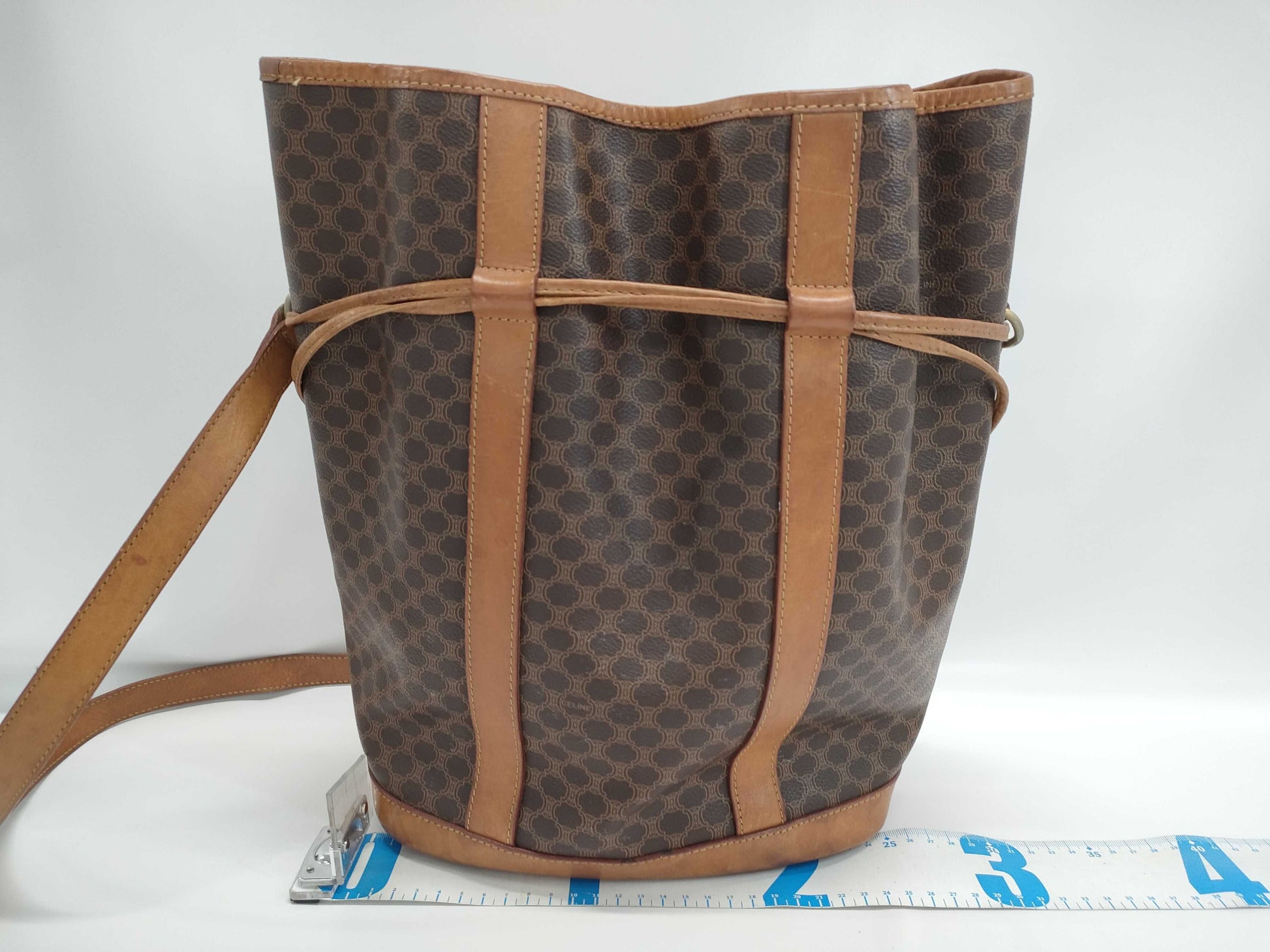 CELINE Macadam Drawstring Bucket Shoulder Bag