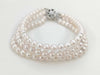 3-strand pearl bracelet, approximately 5.0-5.4mm diameter, 25.5g, made of sterling silver.