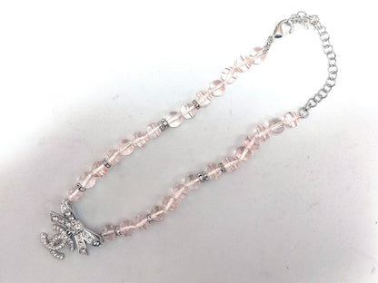 CHANEL Coco Mark Heart Rhinestone Pink Stone Necklace B23S Necklace