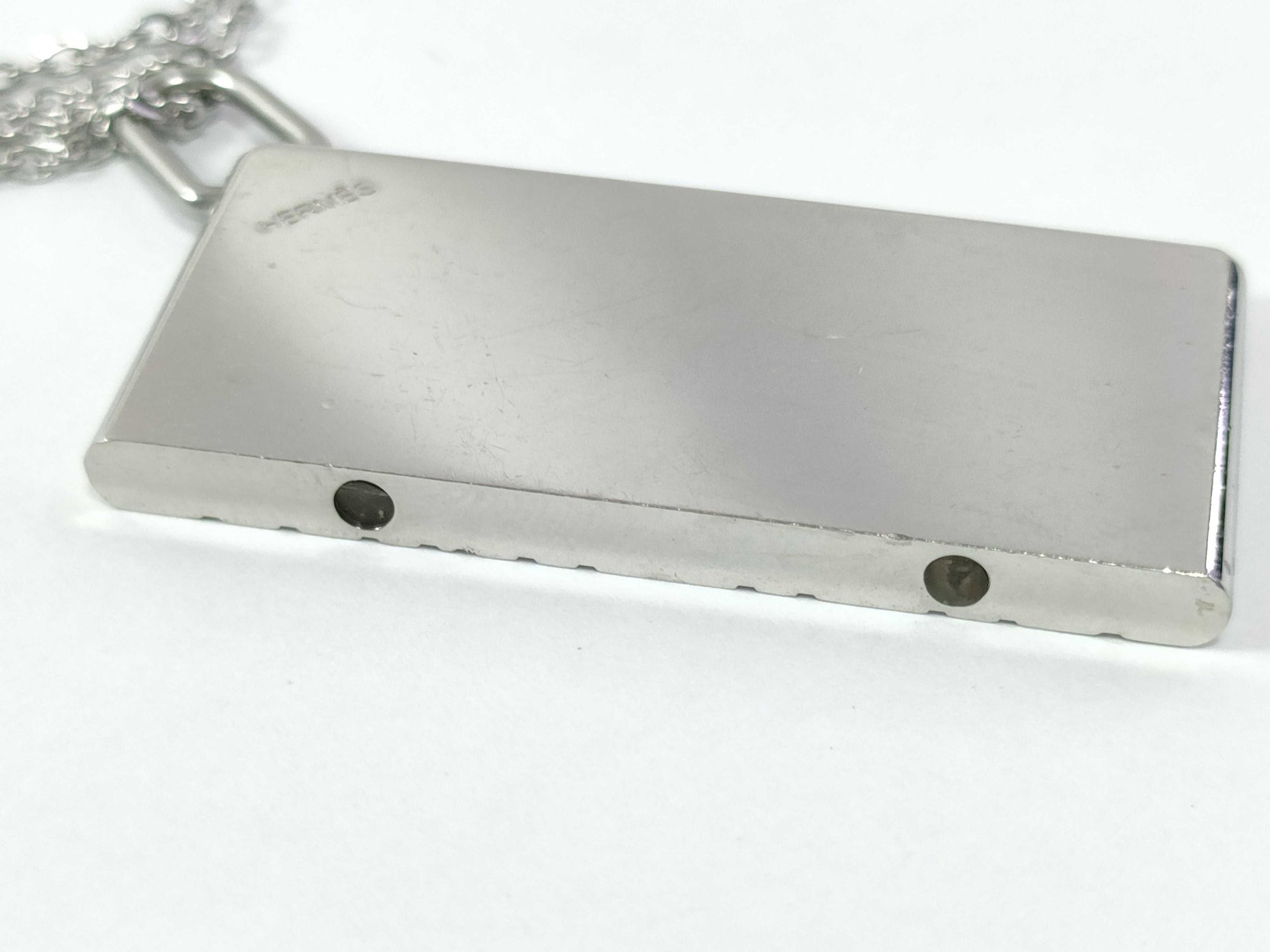 HERMES Amour Silver Plate Necklace with Non-Original Chain