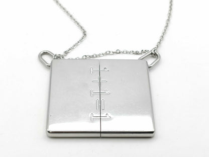 HERMES 1+1=1 Silver Plate Necklace with Non-Original Chain