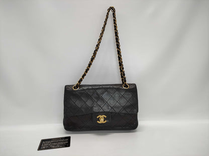 CHANEL Matelasse 23 Lambskin Double Flap Double Chain Bag in Black with Gold Hardware, 2856118, No. 2, A01113 Shoulder Bag