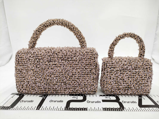CHANEL Matelasse Tweed Parent-Child Bag in Purple and Beige with GD Hardware, No. 3 Handbag