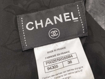 CHANEL Docking Dress, Leather, Tweed, Black, Mixed Material, Coco Mark, Size 38, Dress