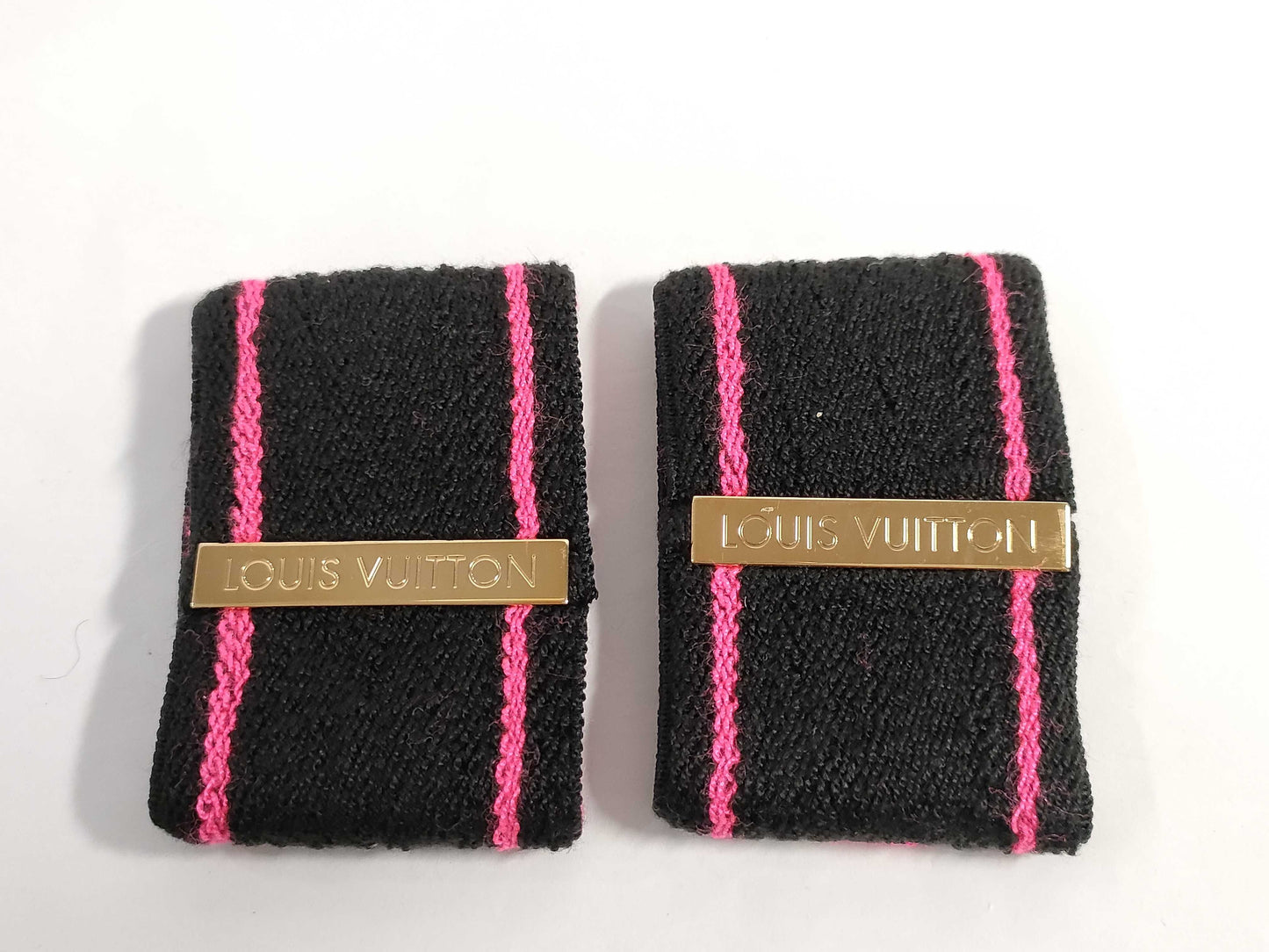 LOUIS VUITTON LOUIS VUITTON Louis Vuitton Gold Hardware Logo Black and Pink Wristband Pair M72382 Acrylic Accessories Other Accessories