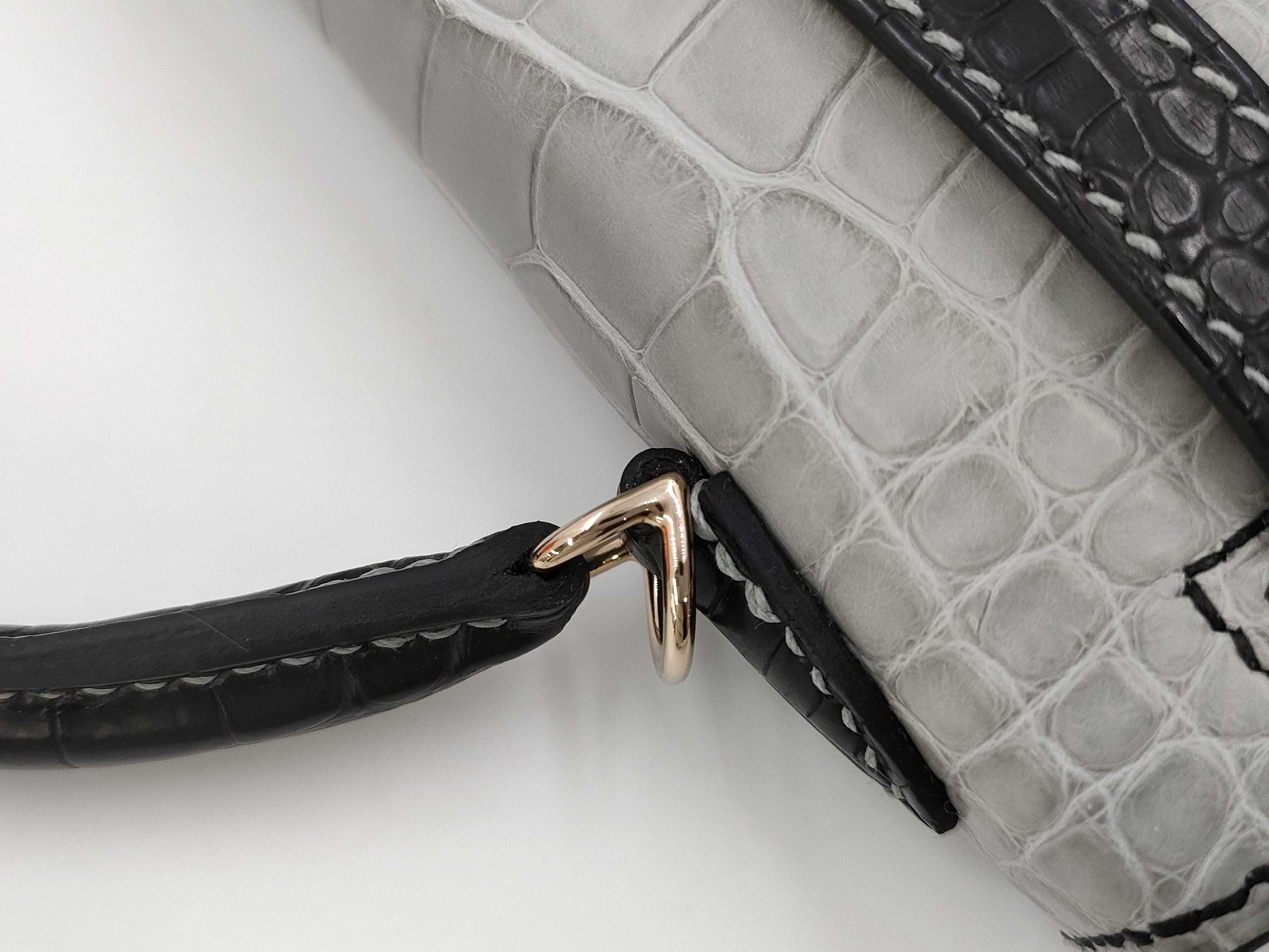 HERMES Mini Kelly Gripere / Black x Crocodile Alligator Leather x Permabrass Hardware x W Stamp [WIS441CZ] CITES Available Handbag