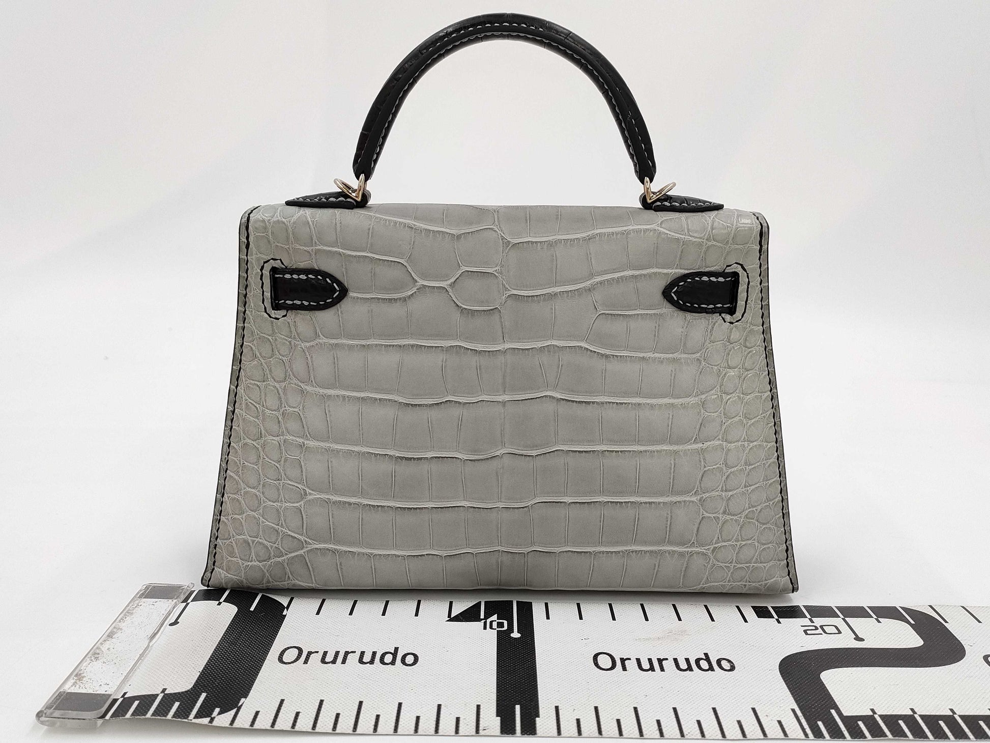 HERMES Mini Kelly Gripere / Black x Crocodile Alligator Leather x Permabrass Hardware x W Stamp [WIS441CZ] CITES Available Handbag