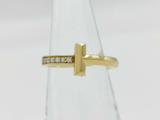 Tiffany & Co. T One Narrow Diamond Ring in Yellow Gold and Au750, 3.8g 