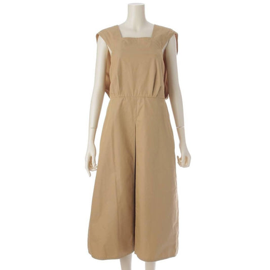 Cotton Gabardine Overalls Dress 6526-234-1316 Beige Dress Size 36 Dress