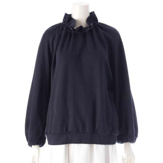 Drawer 24 Wool Ruffle Drawcord Sweatshirt 6512-299-0721 Navy Drawer 1 Tops