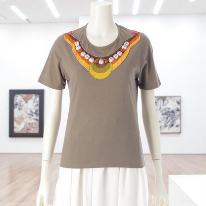 miu miu MIUMIU Beaded Appliqué Short-Sleeve Tee Jeweled Appliqué M T-shirt