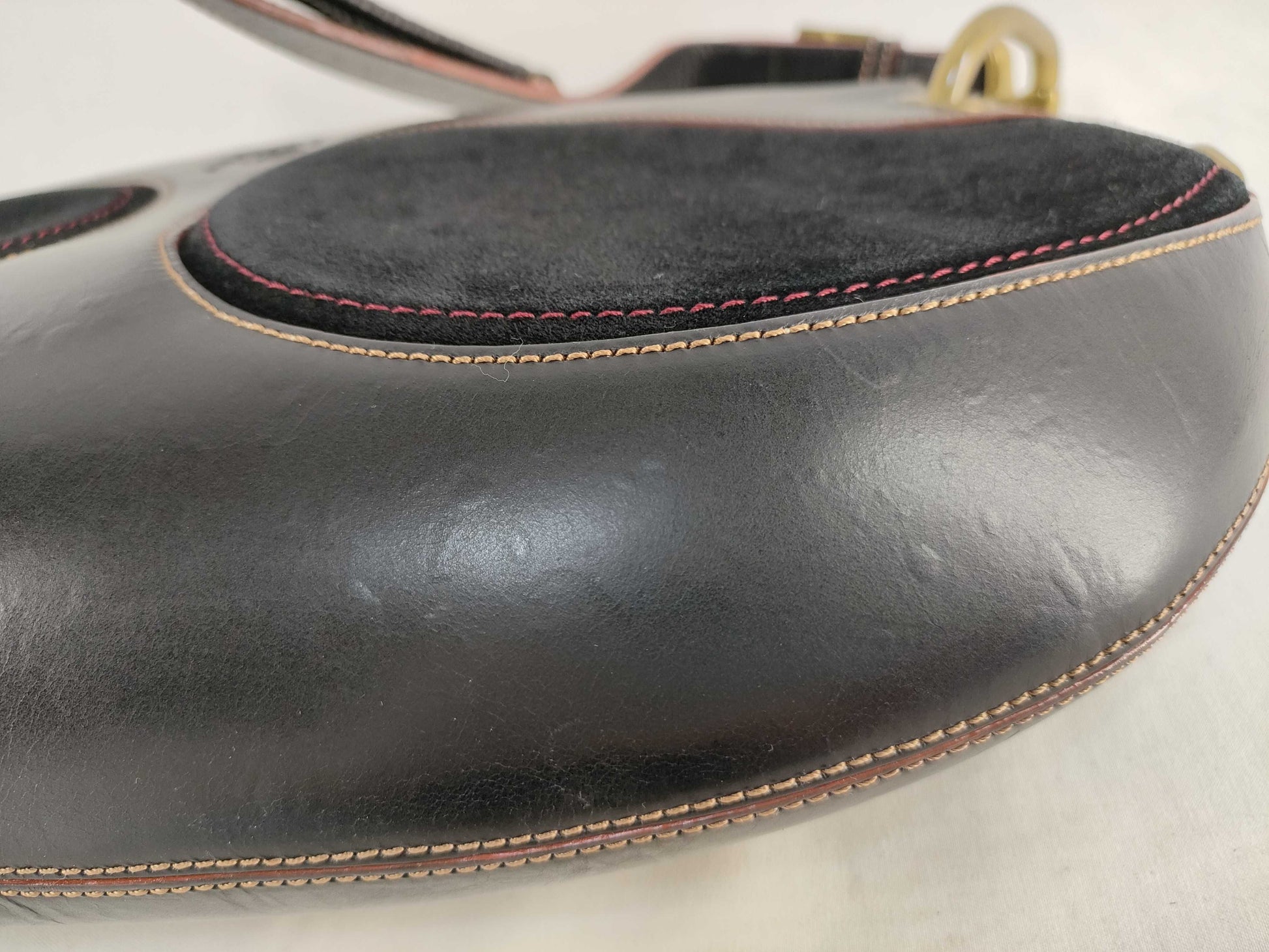 LOEWE Anagram Turnlock Shoulder Bag in Leather and Suede, Black
