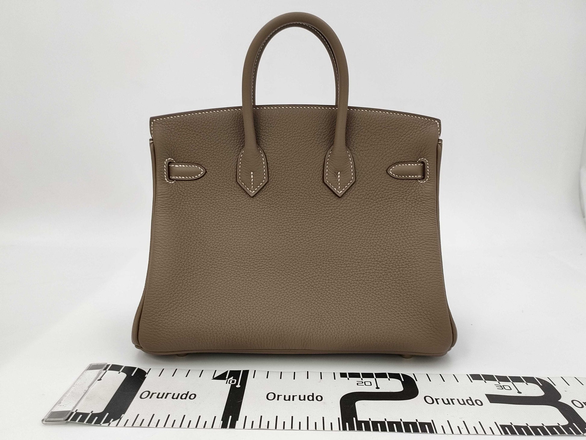 HERMES Birkin 25 Togo Etoupe Gold Hardware GP K Stamp Handbag