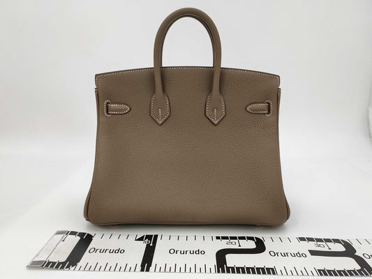 HERMES Birkin 25 Togo Etoupe Gold Hardware GP K Stamp Handbag