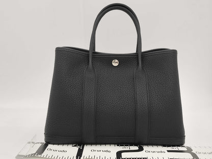 HERMES Garden Party 30 TPM Noir Black Negonda W Stamped Tote Bag