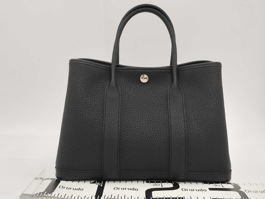 HERMES Garden Party 30 TPM Noir Black Negonda W Stamped Tote Bag