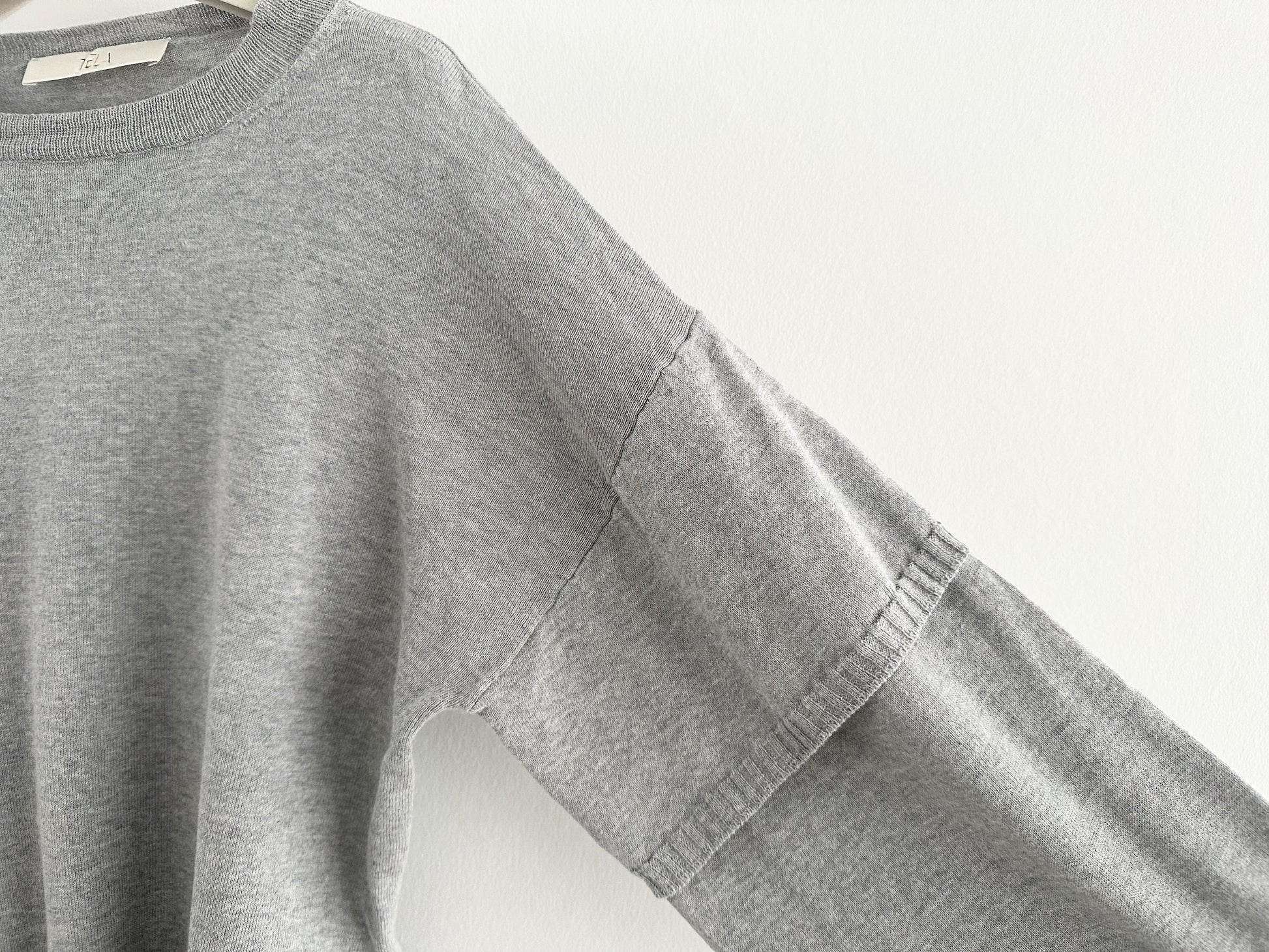 TELA Layered Knit Top, Gray, Made in Italy, Size S