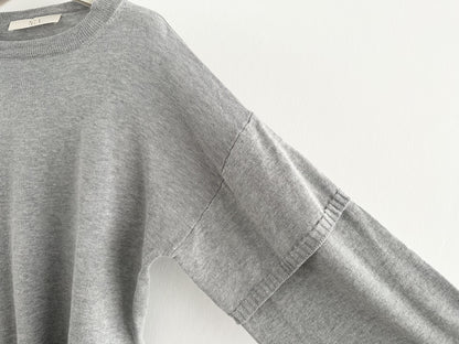 TELA Layered Knit Top, Gray, Made in Italy, Size S