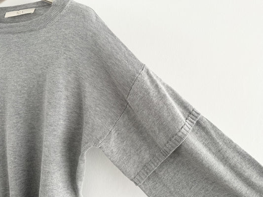 TELA Layered Knit Top, Gray, Made in Italy, Size S