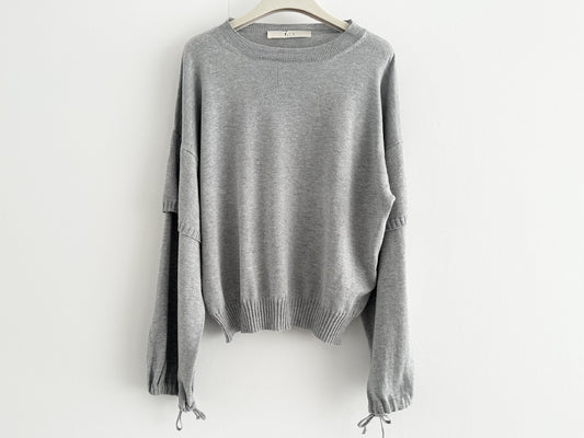 TELA Layered Knit Top, Gray, Made in Italy, Size S