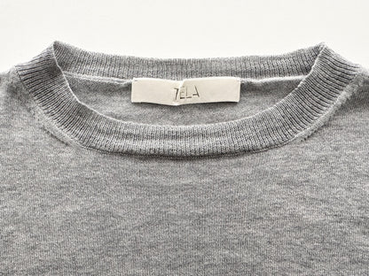 TELA Layered Knit Top, Gray, Made in Italy, Size S