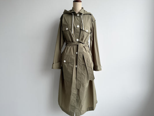 rag&bone Hooded Nylon Coat, Khaki, Size XS